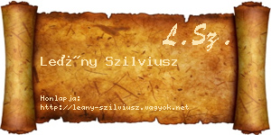 Leány Szilviusz névjegykártya